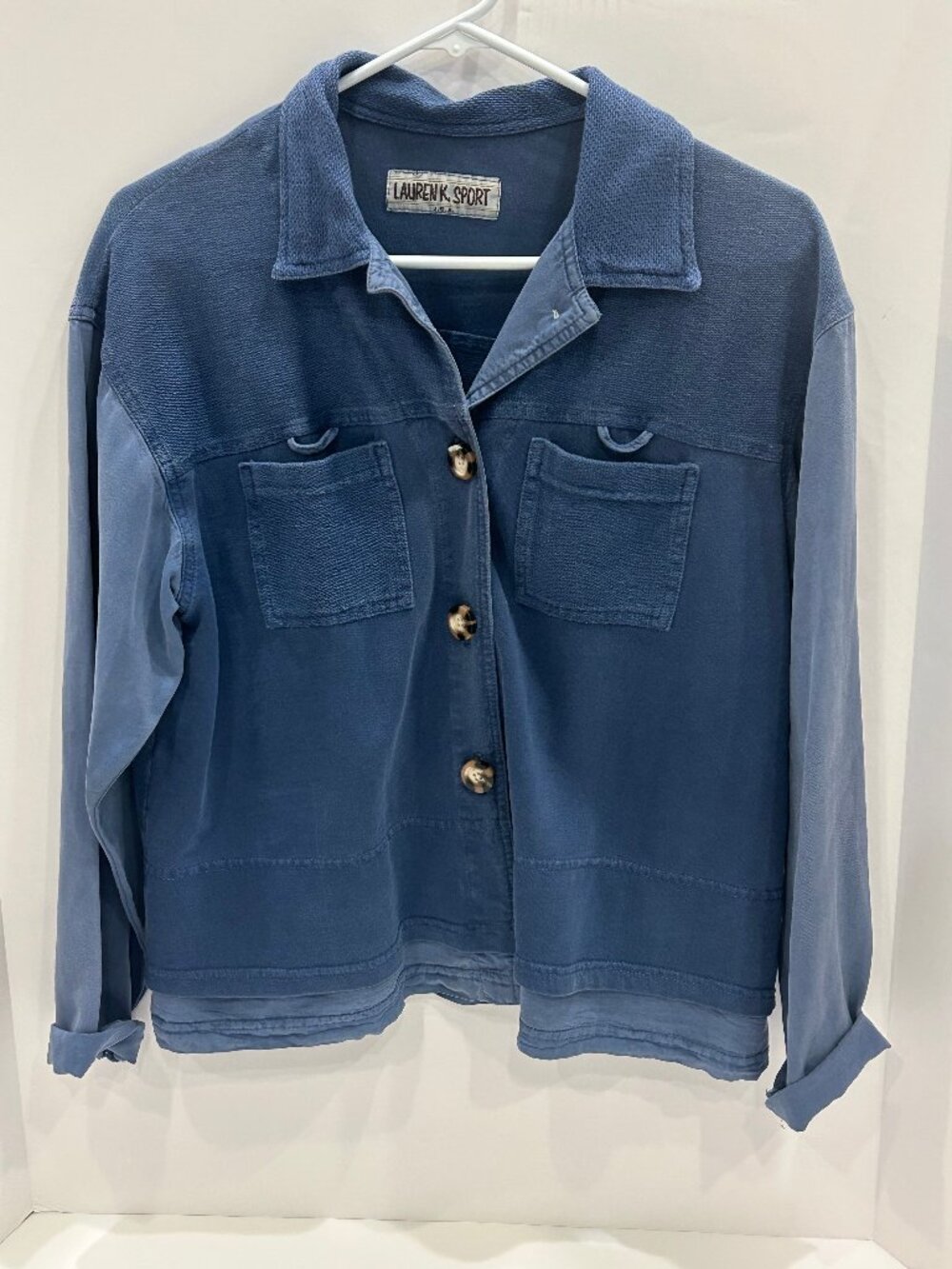 EUC Lauren K. Sport Blue Cotton/Tencel lightweight jacket, Size S